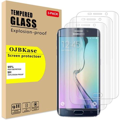 Lot De 3 Verre Trempé Compatible Avec Samsung Galaxy S6 Edge, Protecteur D'écran, Installation Sans Bulles, Extrêmement Durable, Dureté 9h