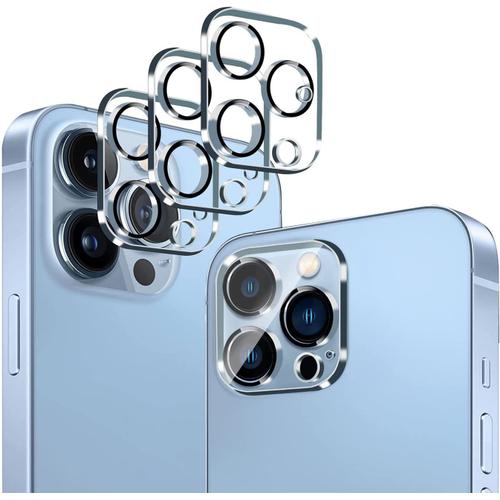 Lot De 3 Protecteurs D'objectif D'appareil Photo Compatibles Avec Iphone 13 Pro/Iphone 13 Pro Max, Accessoires De Protection D'écran En Verre Trempé Pour Appareil Photo, Film D'objectif Stéréoscopique 3d Tout-En-Un