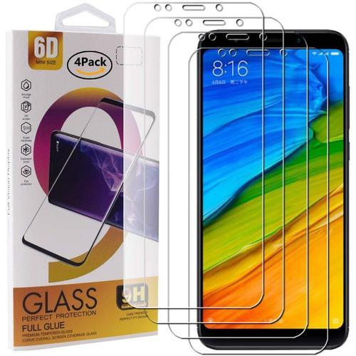 Lot De 4 Films De Protection D'écran En Verre Trempé Pour Smartphone Xiaomi Redmi 5 Plus Avec Film En Verre Trempé De Dureté 9h, Film De Protection Hd Transparent Anti-Rayures