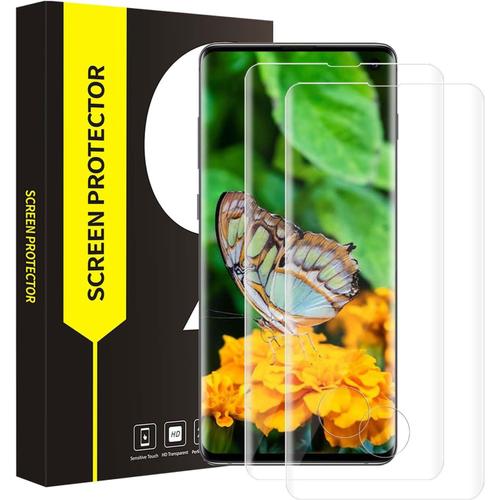 Pack De 2 Films De Protection Pour Verre Trempé Pour Verre De Protection Samsung Galaxy S10, Couverture Complète 3d Transparente Dureté 9h, Résistant Aux Rayures Sans Bulles Id D'empreintes Digitales Protecteur D'écran Hd Samsung S10