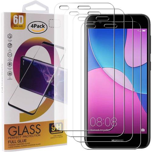 Pack De 4 Protections D'écran En Verre Trempé Pour Smartphone Huawei Y6 Pro 2017 / P9 Lite Mini Avec Film De Verre Trempé De Dureté 9h, Film De Protection Transparent Hd Anti-Rayures