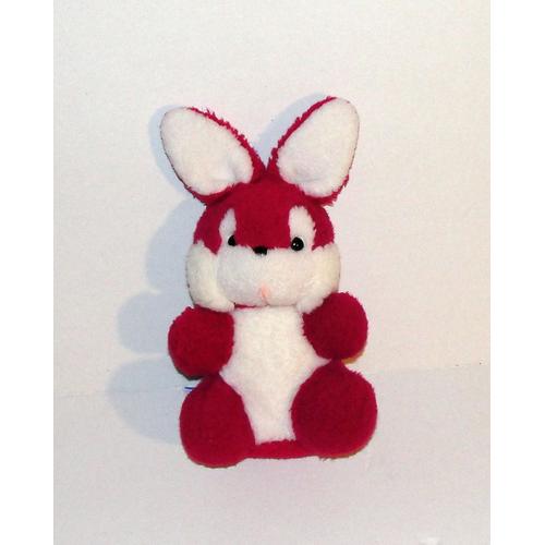 Peluche Lapin Nounours Vintage Rose Fushia Doudou Lapin Rose Rouge Hochet