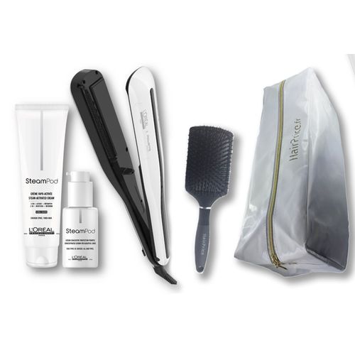 L'oréal Professionnel Steampod 3.0 Lisseur + Crème Cheveux Épais 150 Ml+ Sérum 50 Ml + Trousse De Rangement + Brosse