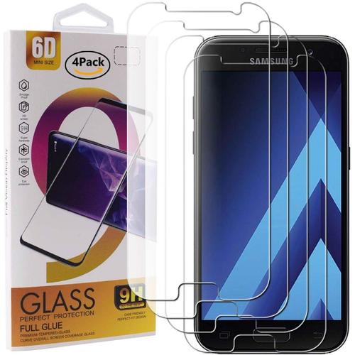 Pack De 4 Protections D'écran En Verre Trempé Pour Smartphone Samsung Galaxy A3 2017 A320f Avec Film De Verre Trempé De Dureté 9h, Film De Protection Transparent Hd Anti-Rayures