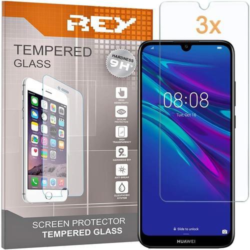 Pack 3x Protecteur D'écran En Verre Trempé Pour Huawei Y6 2019 - Y6 Pro 2019 - Honor Play 8a - Enjoy 9e, Film Protecteur, Protecteur D'écran Dureté 9h+, Anti-Rayures Bulles D'huile