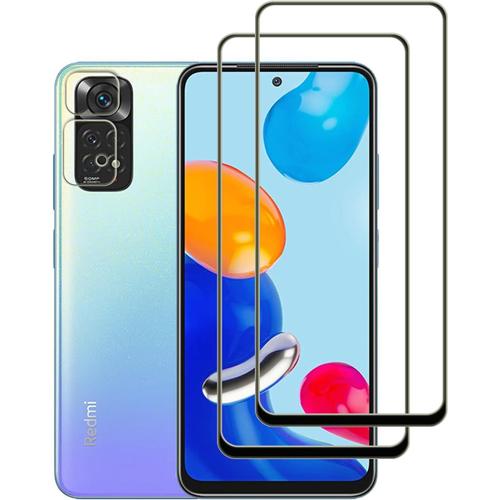 Pack De 2+2 Protecteur D'écran Compatible Avec Xiaomi Redmi Note 11 / Xiaomi Redmi Note 11s/Xiaomi Poco M4 Pro 4g Verre Trempé, Dureté 9h, Anti-Rayures, Anti-Bulles, Hd Clear, Pour Redmi Note 11