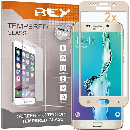 Pack 2x Protecteur D'écran En Verre Trempé 3d Pour Samsung Galaxy S6 Edge, Or, Protecteur D'écran Dureté 9h+, Anti-Rayures Bulles D'huile, Protection Complète, 3d, 4d, 5d