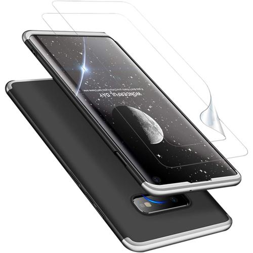 Pour Samsung Galaxy S10e Coque, Coque De Téléphone Portable + Film De Protection D'écran 2 Paquets 360 Degrés Ultra Fin Protection Tout Compris 3 En 1 Pc Téléphone Argent Noir