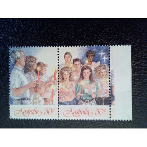 Timbre Australie Yt 1036 - 1037 Famille Et Six Adolescents - Noël 1987 ( 9912 )