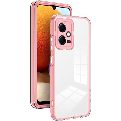 Transparente Hülle Für Xiaomi Redmi Note 12 5g / Poco X5 5g, Farbigem Rand Handyhülle, Tpu+Pc Stoßstange Stoßfeste Kratzfeste Schutzhülle Crystal Clear Case Cover - Rosa