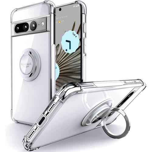 Silverback Coque Compatible Avec Google Pixel 7 Pro Avec Anneau De Support À 360 Degrés En Tpu Résistant Aux Chocs, Coque Souple Et Fine Pour Google Pixel 7 Pro ? Transparent