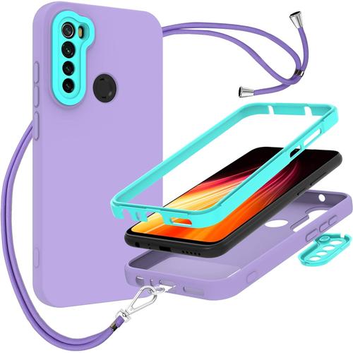 Xiaomi Redmi Note 8 Sangle De Cou Réglable Sangle De Cou Housse En Silicone Sangle De Cou Collier Violet