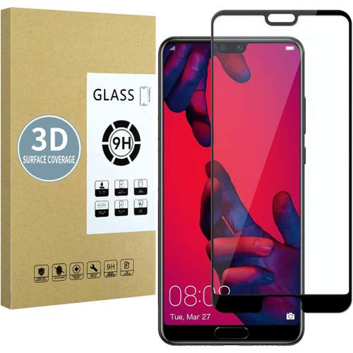 Protecteur D'écran Compatible Avec Huawei P20 Pro Noir], Haute Définition Anti-Rayures], Verre Trempé 3d, Réponse Sensible Installation Sans Bulles]