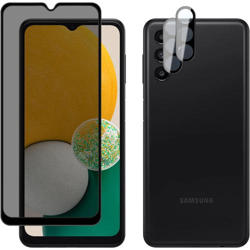 Protecteur D'écran De Confidentialité 1 + 2 Pièces Compatible Avec Samsung Galaxy A13 5g + Film En Verre Trempé Pour Appareil Photo, Dureté 9h Protecteur D'écran Anti-Espion Compatible Avec Samsung Galaxy A13 5g