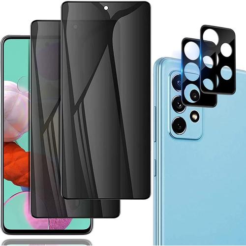 Protecteur D'écran En Verre Trempé Pour Samsung Galaxy A53 5g, Anti-Espion Confidentialité Couverture 3d 9h Haute Résistance Écran De Confidentialité Et Caméra Arrière Pack De 2+2