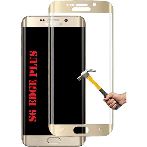 Samsung Galaxy S6 Edge Plus Compatible Avec Verre Trempé Doré Dur Film De Protection 3d Couverture Complète S6 Edge+ Film D'affichage Complet Transparent Film De Verre Dureté 9h Protection De Téléphone Portable Verre De Protection