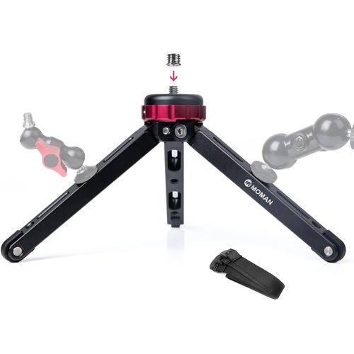 Mini Trépied, TR01 Caméra Table Petit Aluminium CNC avec vis 1/4 et 3/8 Maxload 80KG pour Video Studio Lumiere LED Light Smartphone Telephone DSLR Appareils Photo Reflex et Gimbal, Noir Rouge