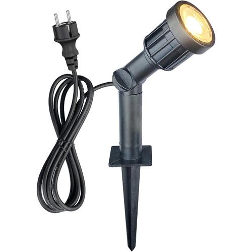 Spot À Led Jardin Avec Piquet - Ip65 - Étanche - Pivotant - Pour Jardin, Terrasse, Extérieur - Avec Câble De 1500 Mm Et Tube D'extension