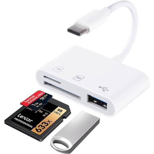 USB C Lecteur de Carte SD, Adaptateur Lecteur Carte SD USB C vers Micro SD, USB OTG Mémoire Externes pour Micro SDXC,Micro