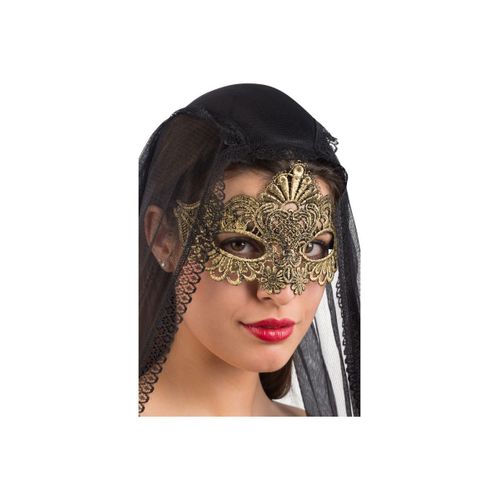 Loup Élégant Or Et Noir En Dentelle Adulte