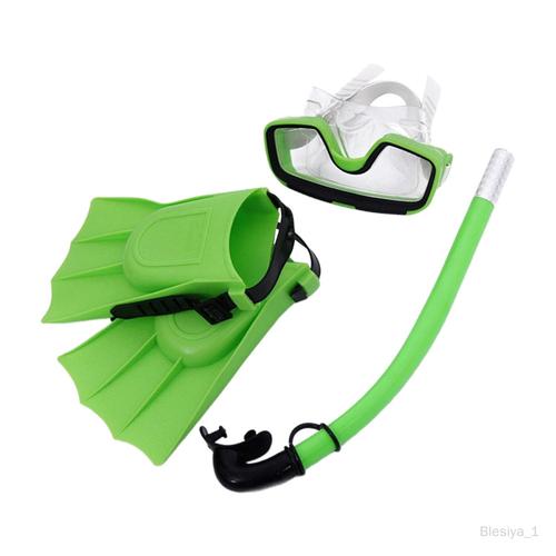 Ensemble De Tuba, Lunettes De Natation, Masque, Palmes Pour Sports Nautiques Vert Taille Ue 30 À 35