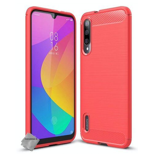 Housse Etui Coque Silicone Gel Carbone Pour Xiaomi Mi A3 Lite + Film Ecran - Rouge