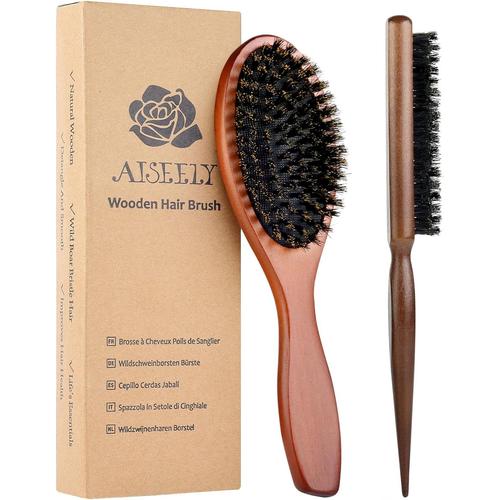 Brosse Kit Brosse Kit 2 Brosse En Poil De Sanglier, Brosse Poils Sanglier, Brosse Cheveux Poils De Sanglier, Brosse Cheveux Plaquage Brosse