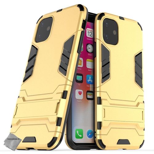 Housse Etui Coque Rigide Anti Choc Pour Apple Iphone 11 + Verre Trempe - Or