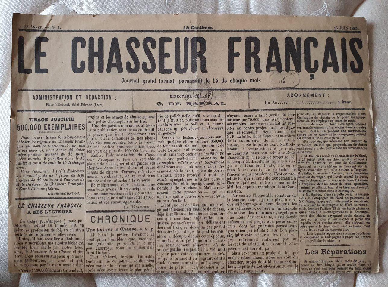 Le Chasseur Francais N 1 Du 15 Juin 1885 Rakuten