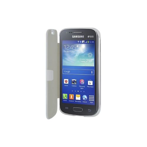 Etui Folio A Rabat Samsung Galaxy Ace 3 Blanc Eco-Cuir (Pu)
