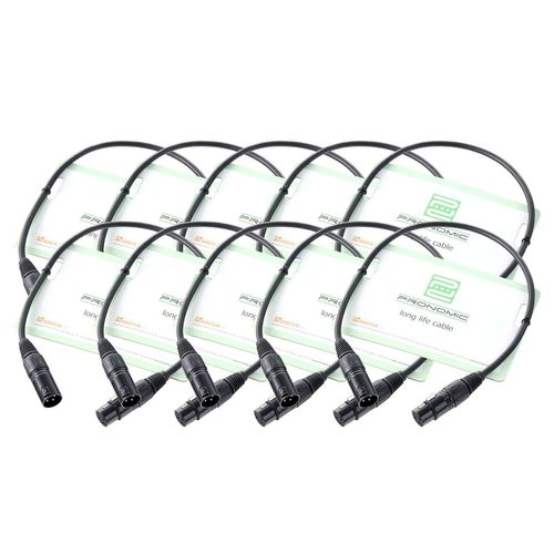 Pronomic Stage XFXM-0.5 Câble Micro XLR 0.5m noir Lot de 10