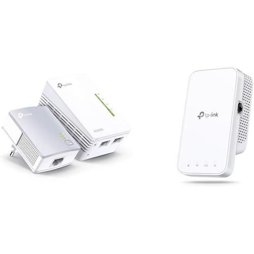 Kit CPL WiFi TL-WPA4220 (WLAN 300 Mbit/s, CPL AV600, Clone WiFi, 3 Ports LAN, Plug and Play & Répéteur WiFi RE330 Amplificateur WiFi