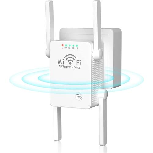 Blanc Blanc WiFi Extender Signal Booster 300Mbps Wireless WiFi Signal Amplifier WiFi Repeater, Internet Booster WiFi Extender-Prise UE