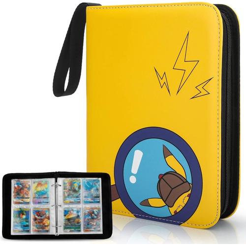 Classeur Carte Pokemon Compatible 400 Cartes,Album Livre Carte Pokemon,Etui Housse Porte Cartes Collectionner,Booster Cahier Coffret Yugioh-50 Pages-4 Pocket(Magnifier)