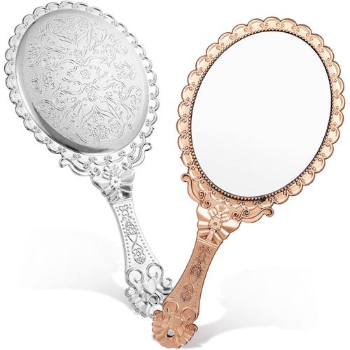 Comme Montré Comme Montré 2 Pièces Miroir De Miroir Femme Miroir Décoratif à Main Portefeuille Dames Miroir Cosmétique à Main Antique