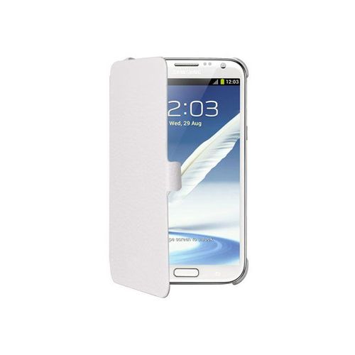 Etui Folio A Rabat Samsung Galaxy Note 2 Blanc Eco-Cuir (Pu)