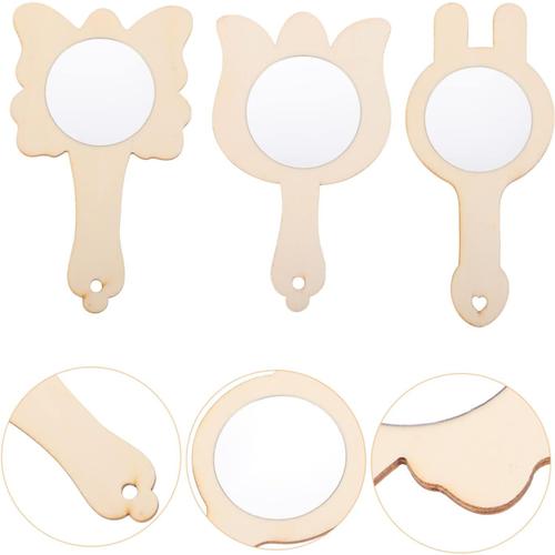 Kaki Kaki 45 Pièces Petit Miroir En Bois Accessoires De Voyage Bricolage Kits D'artisanat En Bois Cadeaux Pour Fille De 7 Ans Fille De 6