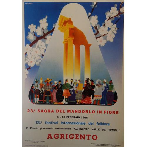 Affiche 13 Ème Festival International Du Folklore Agrigento 1966