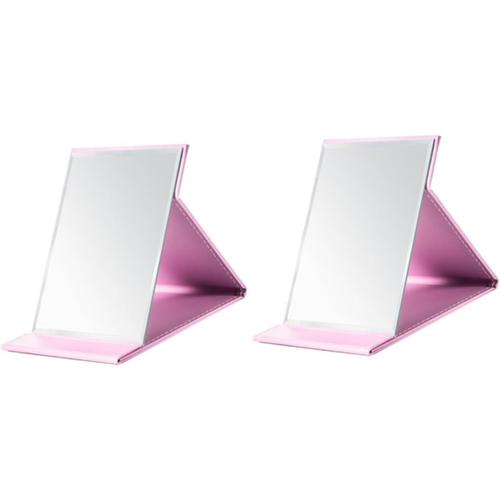 Rose Rose 2pcs Miroir De Maquillage En Cuir Pu Miroir De Portefeuille Pour Commode Miroir De Maquillage De Voyage Miroir De Maquillage