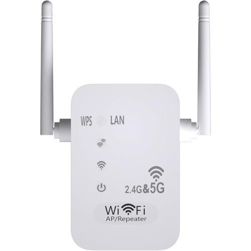 Repeteur WiFi, Amplificateur WiFi Booster de Signal WiFi 1200Mbps,5G Wi-FI Long Range Extender Access Points