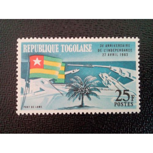 Timbre Togo Yt 383 3ème Anniversaire De L'indépendance 1963 ( 3912 )
