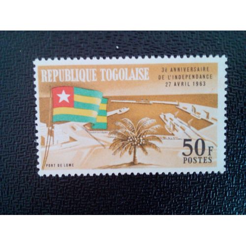 Timbre Togo Yt 384 3ème Anniversaire De L'indépendance 1963 ( 3912 )