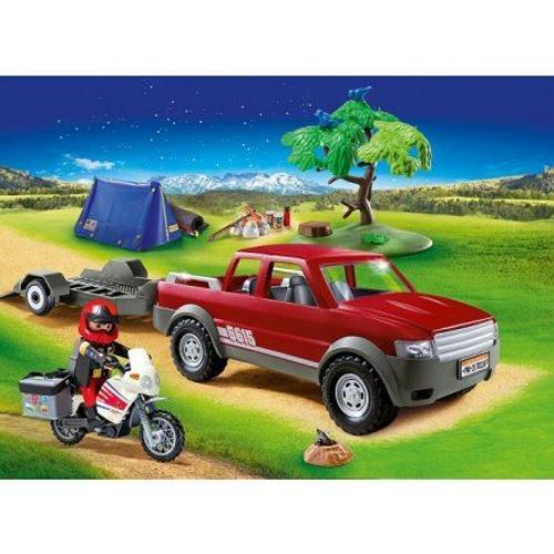 Playmobil Family Fun 70116 - Pick-Up Et Moto Avec Tente
