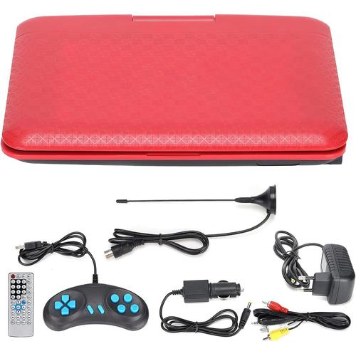 Rouge Rouge Lecteur DVD Portable 6,8 Pouces, Lecteur TV de Voiture Lecteur DVD Portable HD pour Enfants Lecteur DVD Mobile