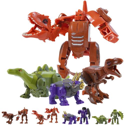 Transformers Dinosaure Jouet, 4pcs Robot Guerrier Dinosaure Transformers Pour Enfant Garçon 4 5 6 7 8 An