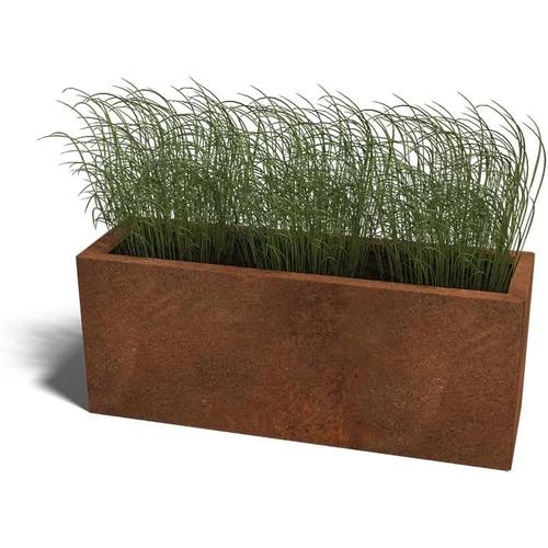 Rectangle Rectangle Bac à Plantes en Acier corten Texas cm - Jardinière Rectangulaire d'extérieur en Acier Corten - 100 x 30 x 60 cm -