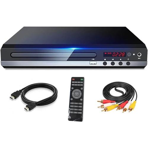 Lecteur DVD 1080P HD Boîtier Lecteur DVD Domestique pour TV Toutes Régions Lecteur DVD CD-Disk Sortie AV Lecteur EVD - Prise EU