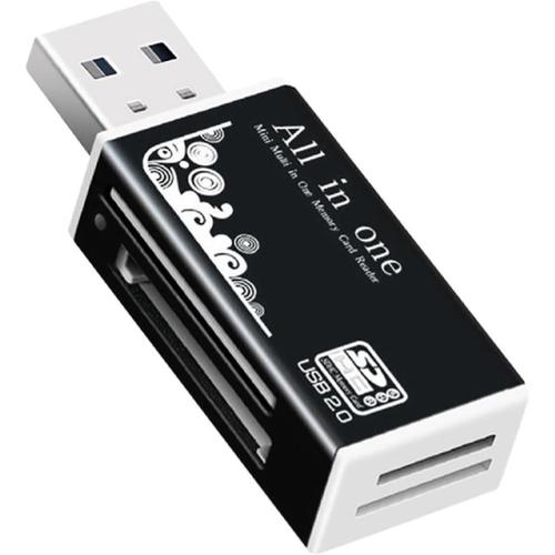 noir noir Adaptateur USB 2.0 multifonction en métal pour lecteur de carte mémoire Micro SD/TF/CT/MS/SDHC/MMC