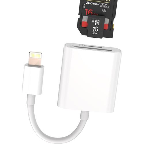 Adaptateur Lecteur Carte SD iPhone(2en1)lightning Jack Micro SD Mémoire Externes Accessoire Mini Caméra SD Card Reader Clé Switch