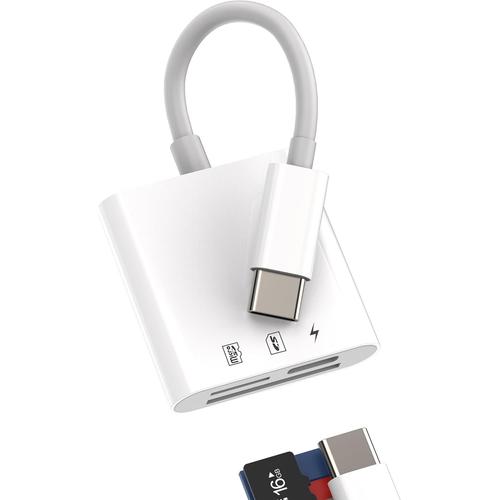 Lecteur Carte SD USB C(3en1)pour Apple Chargeur pour iPhone15 Pro Max Plus Ipad 10¿Air4/5¿Mini6¿Pro 12.9 Type-c Cable Jack Mémoire